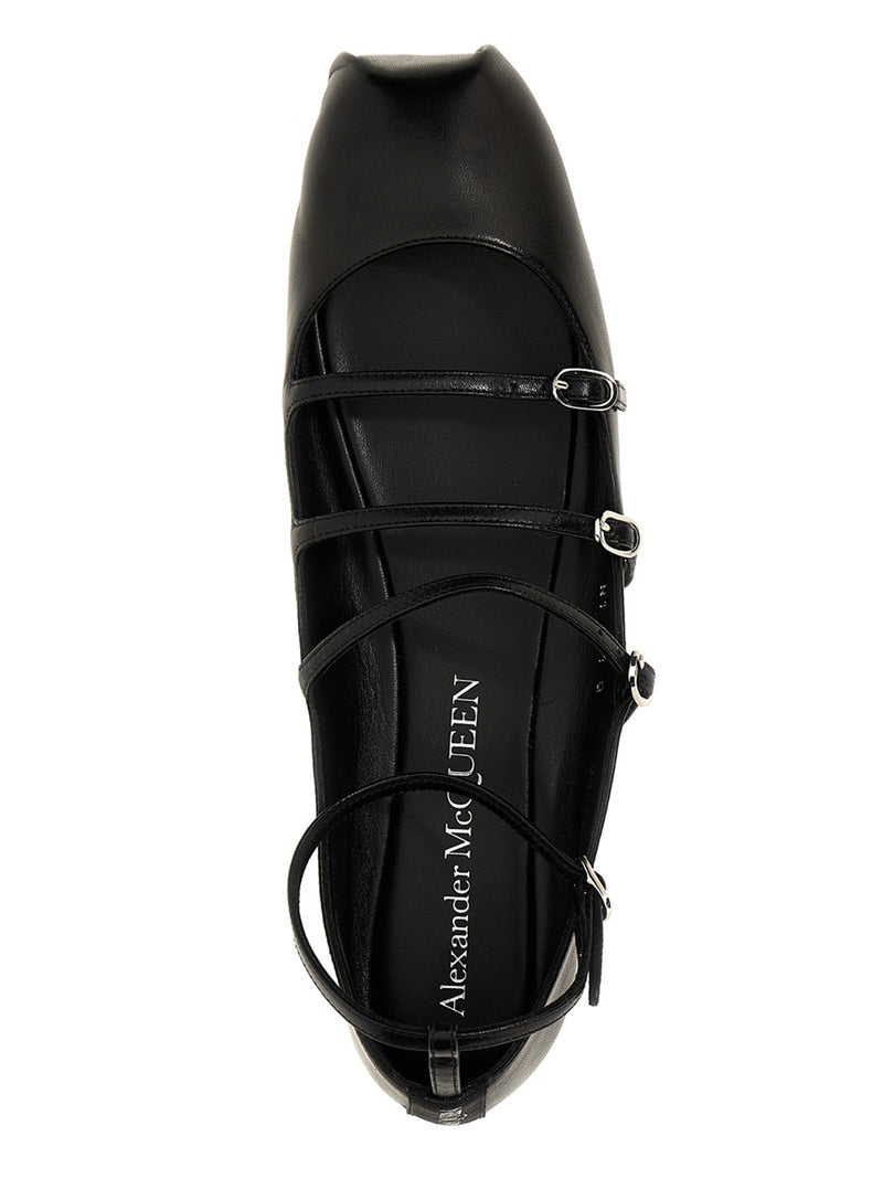 Alexander McQueen Black Calfskin Ballet Flats for Women