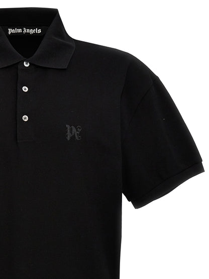 Palm Angels Black Polyester Polo Shirt