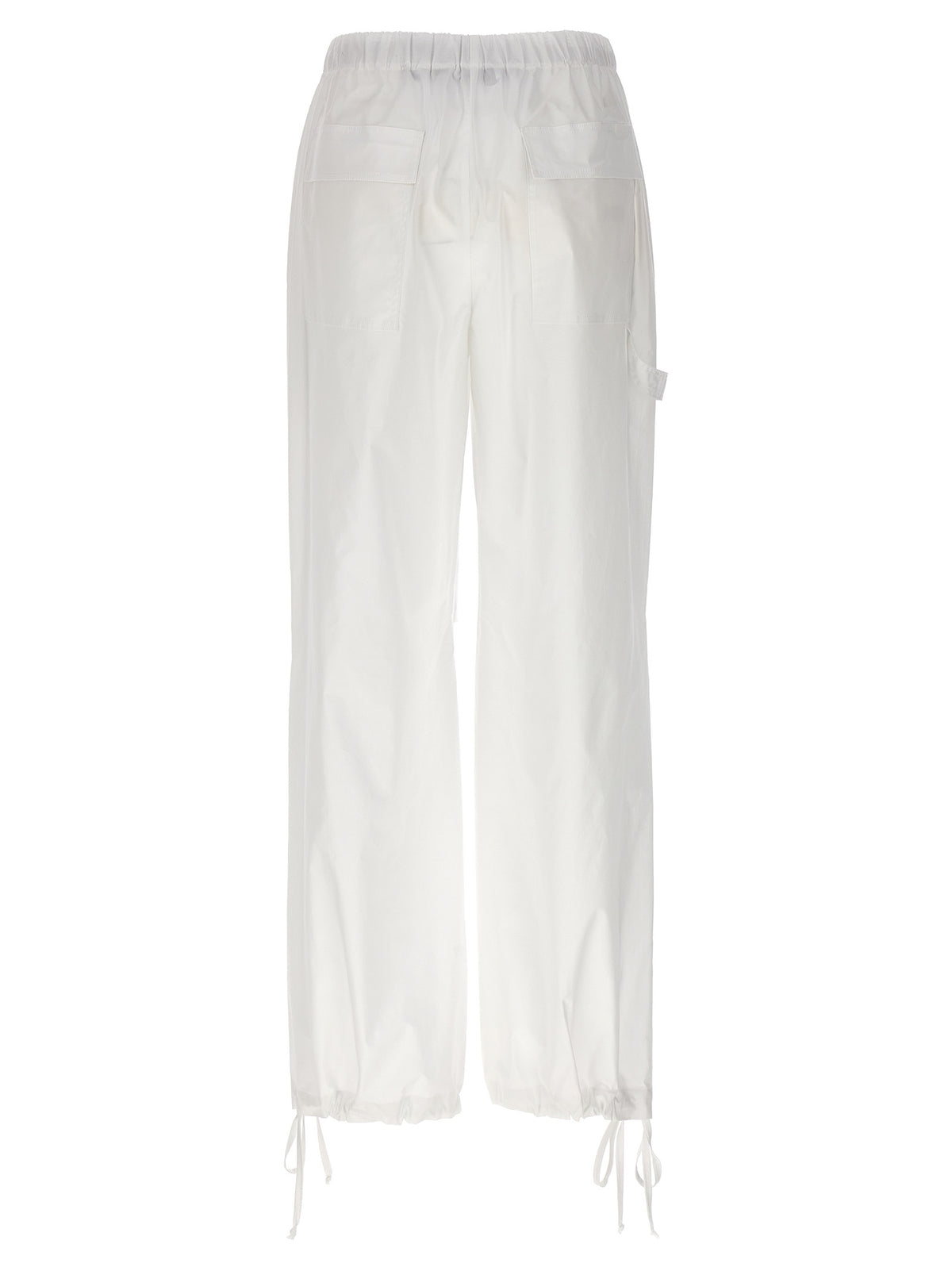 NUDE White Cotton Cargo Pants for Women
