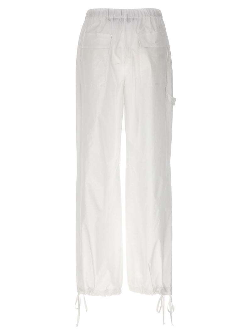 NUDE White Cotton Cargo Pants for Women