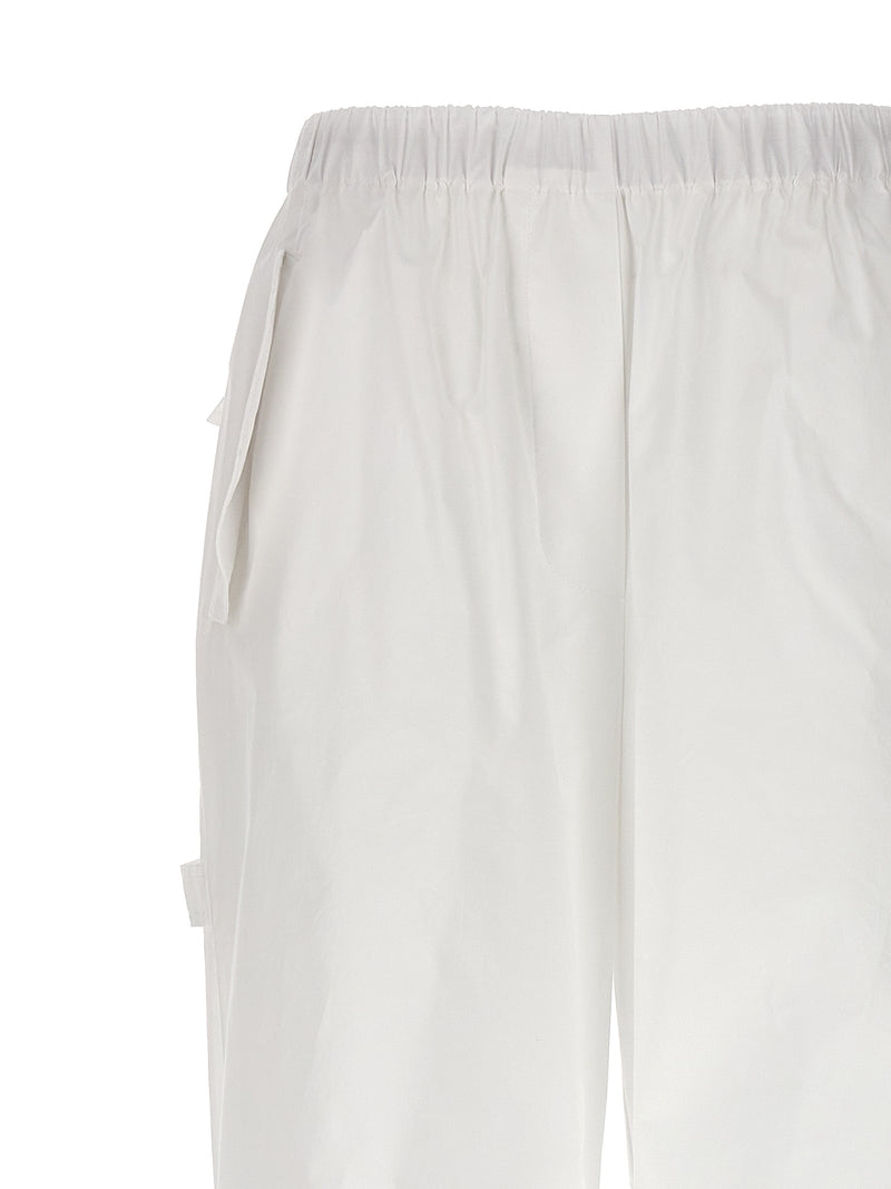 NUDE White Cotton Cargo Pants for Women