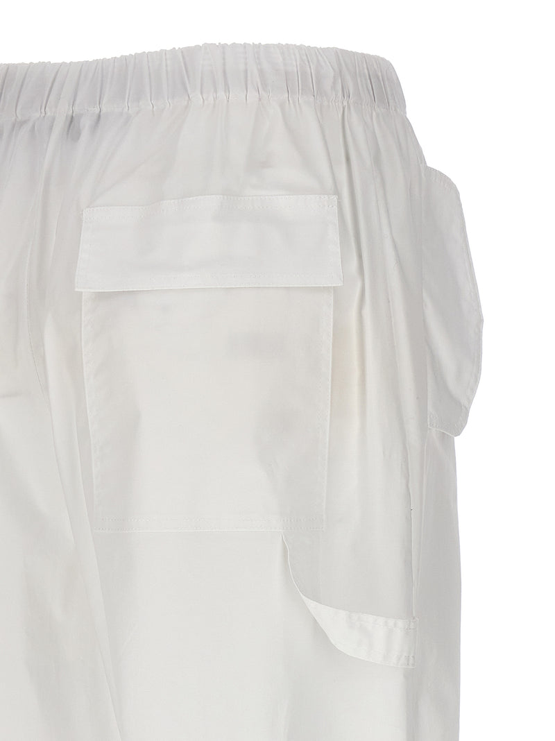 NUDE White Cotton Cargo Pants for Women