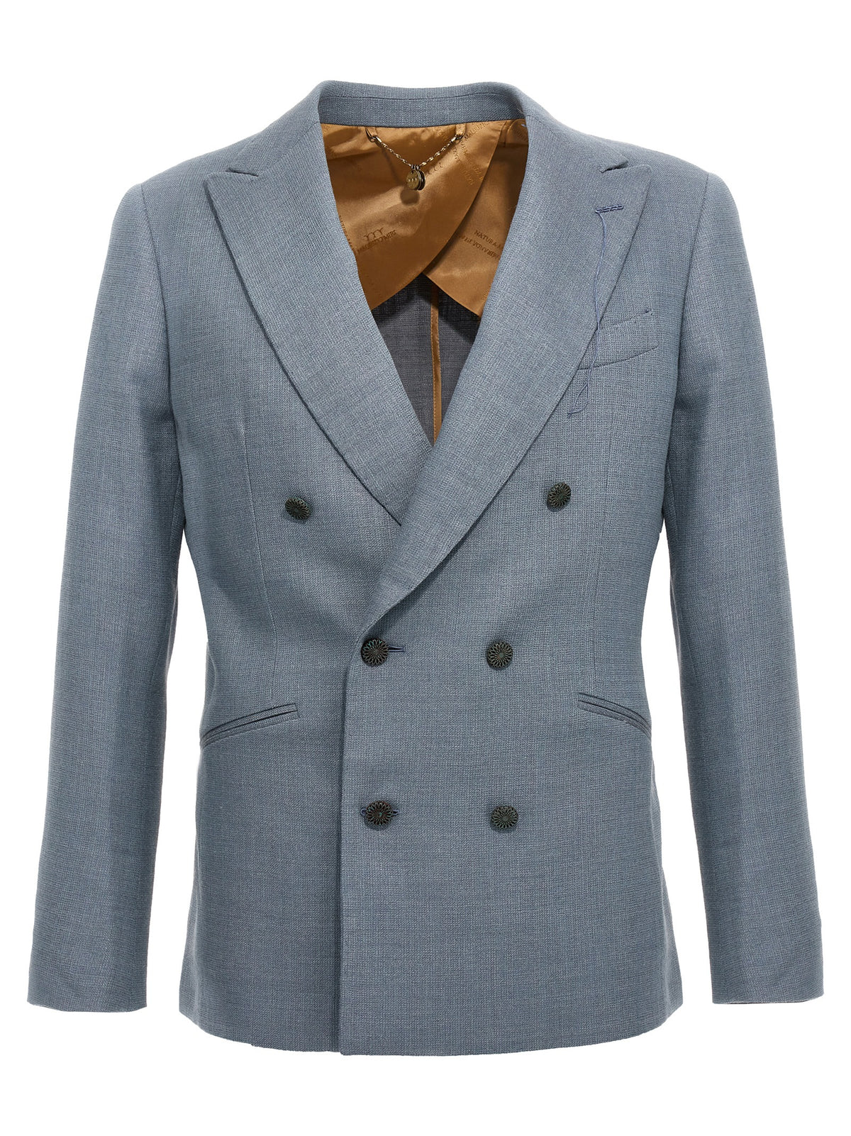MAURIZIO MIRI Blue Silk Blazer - Elegant Double-Breasted Design