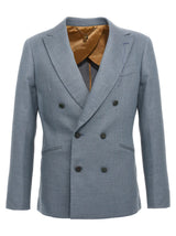 MAURIZIO MIRI Blue Silk Blazer - Elegant Double-Breasted Design