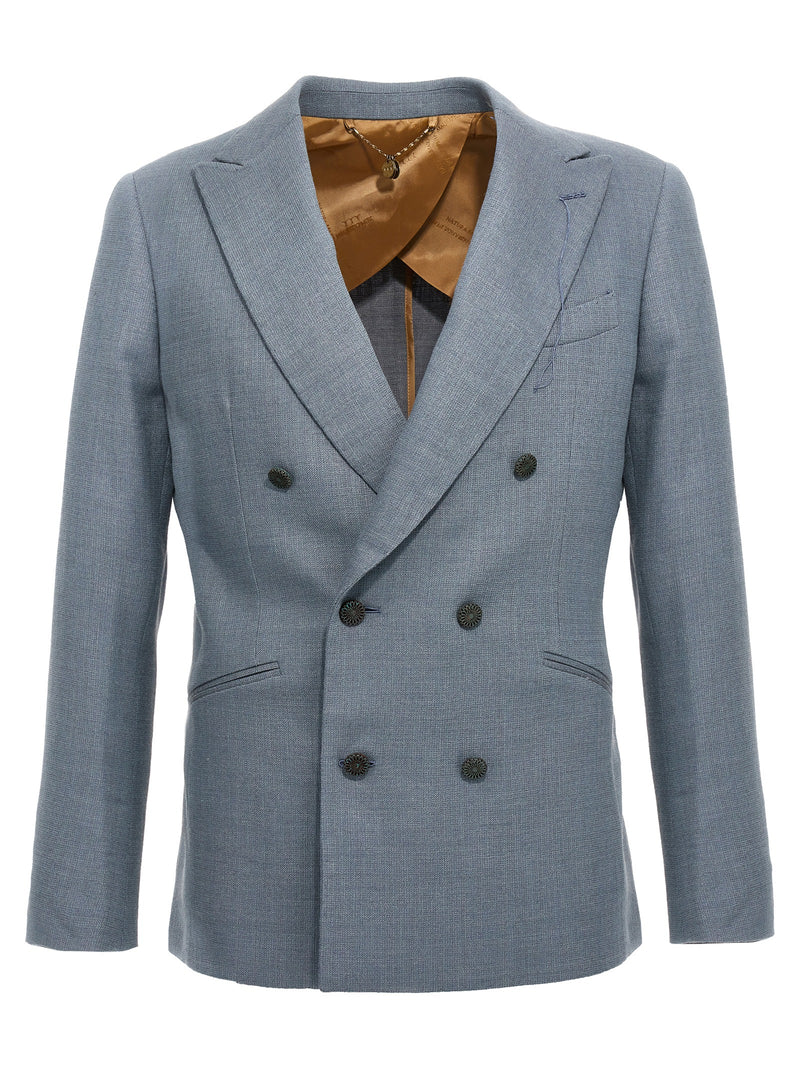 MAURIZIO MIRI Blue Silk Blazer for Men