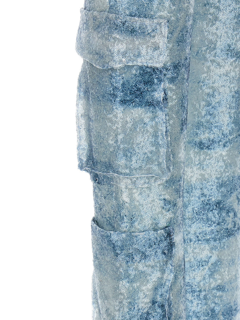 LE TWINS Robi Blue Polyester Cargo Pants