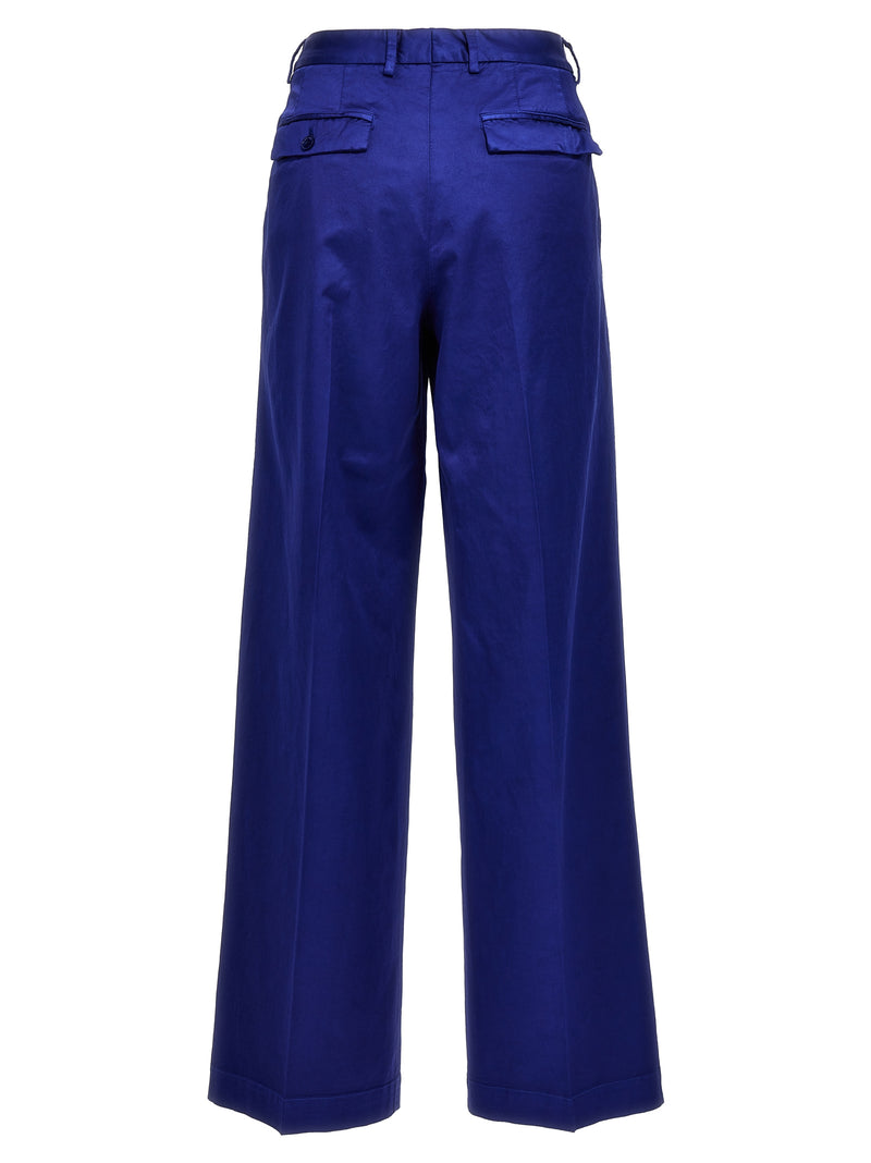 CELLAR DOOR Jonap Blue Cotton Wide-Leg Casual Pants