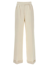Kiton White Virgin Wool Casual Pants for Women