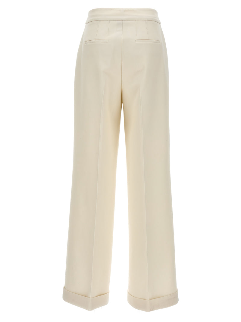 Kiton White Virgin Wool Casual Pants for Women