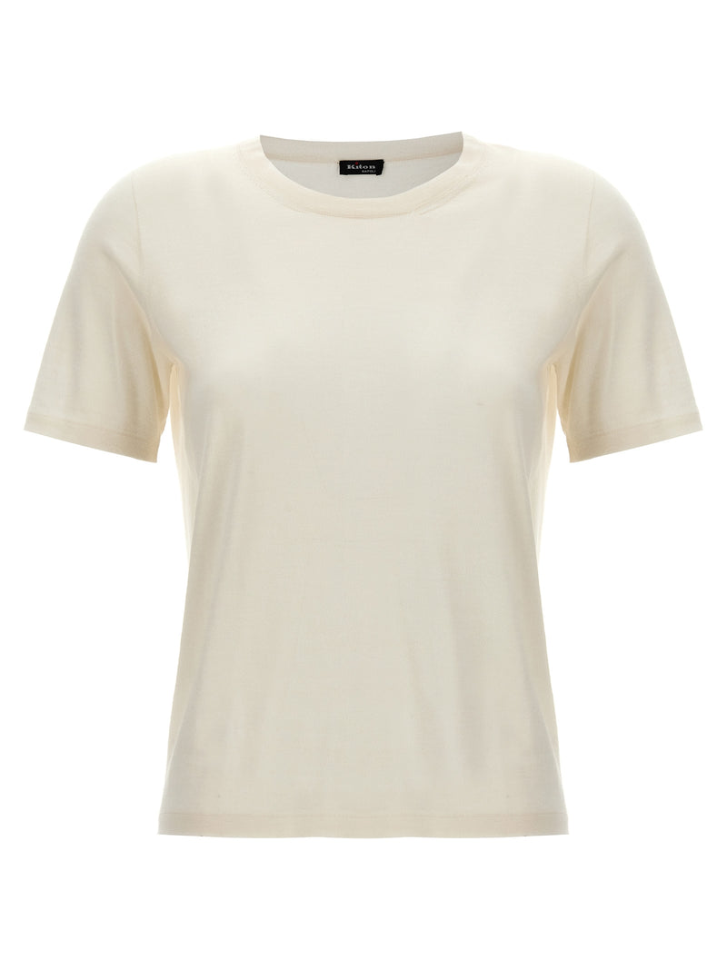 Kiton White Cashmere and Silk T-Shirt for Women