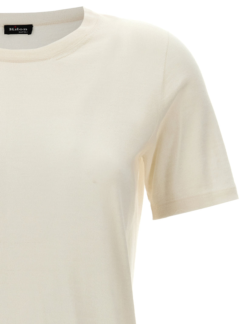 Kiton White Cashmere and Silk T-Shirt for Women