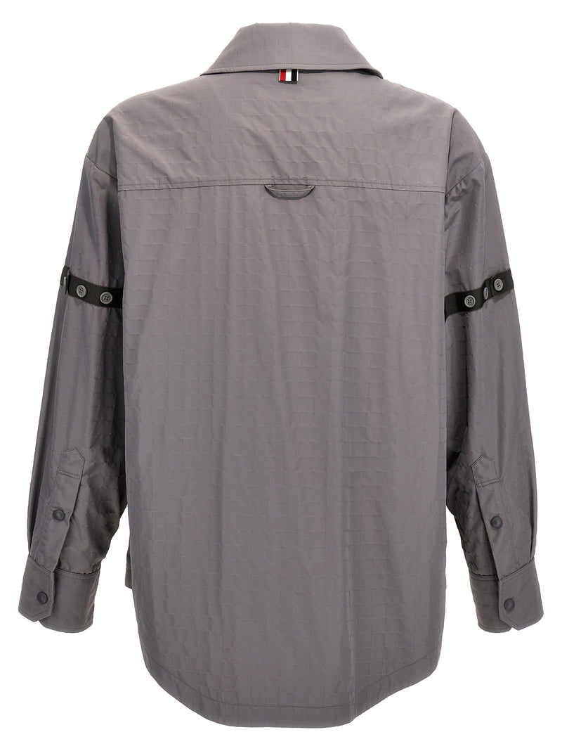 Thom Browne Gray Polyamide Blouse - Snap Front Overshirt