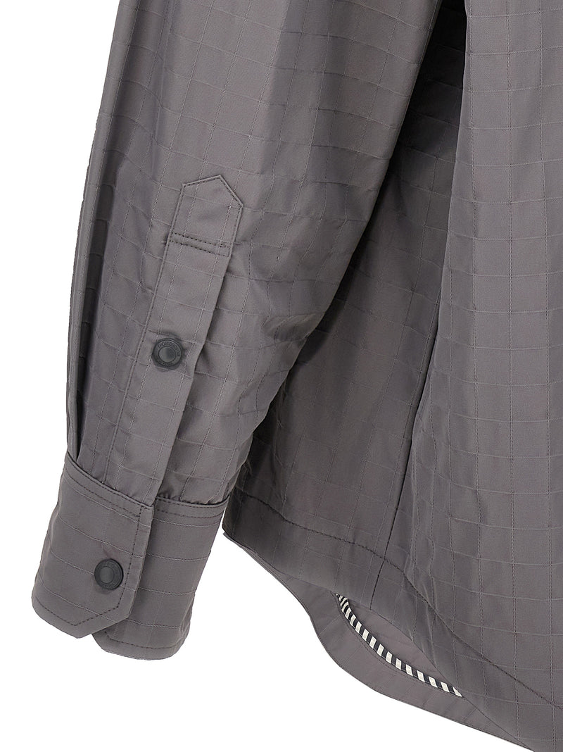 Thom Browne Gray Polyamide Blouse - Snap Front Overshirt