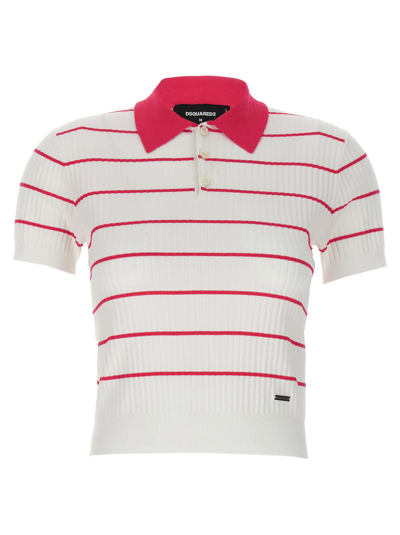 Dsquared² Multicolor Viscose Polo Shirt - Striped Design