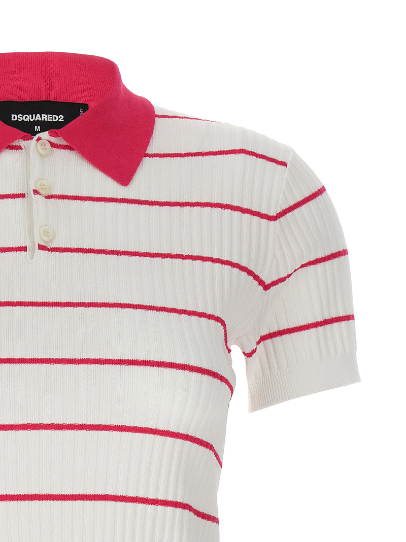 Dsquared² Multicolor Viscose Polo Shirt - Striped Design