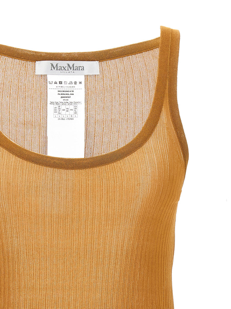 Max Mara Bastia Beige Silk Tank Top