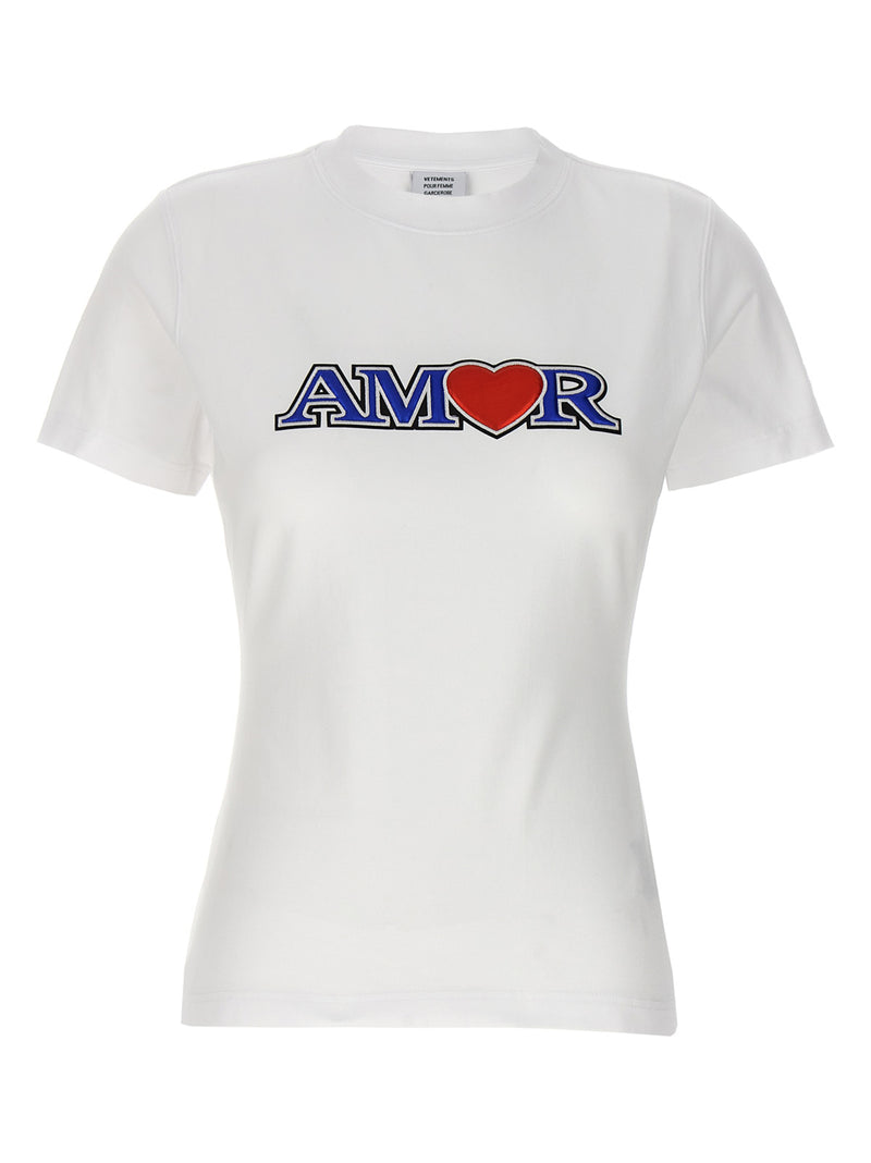 Vetements White Cotton ‘Amor’ T-Shirt for Women