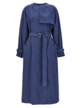 Max Mara Calao Blue Cotton Trench Coat