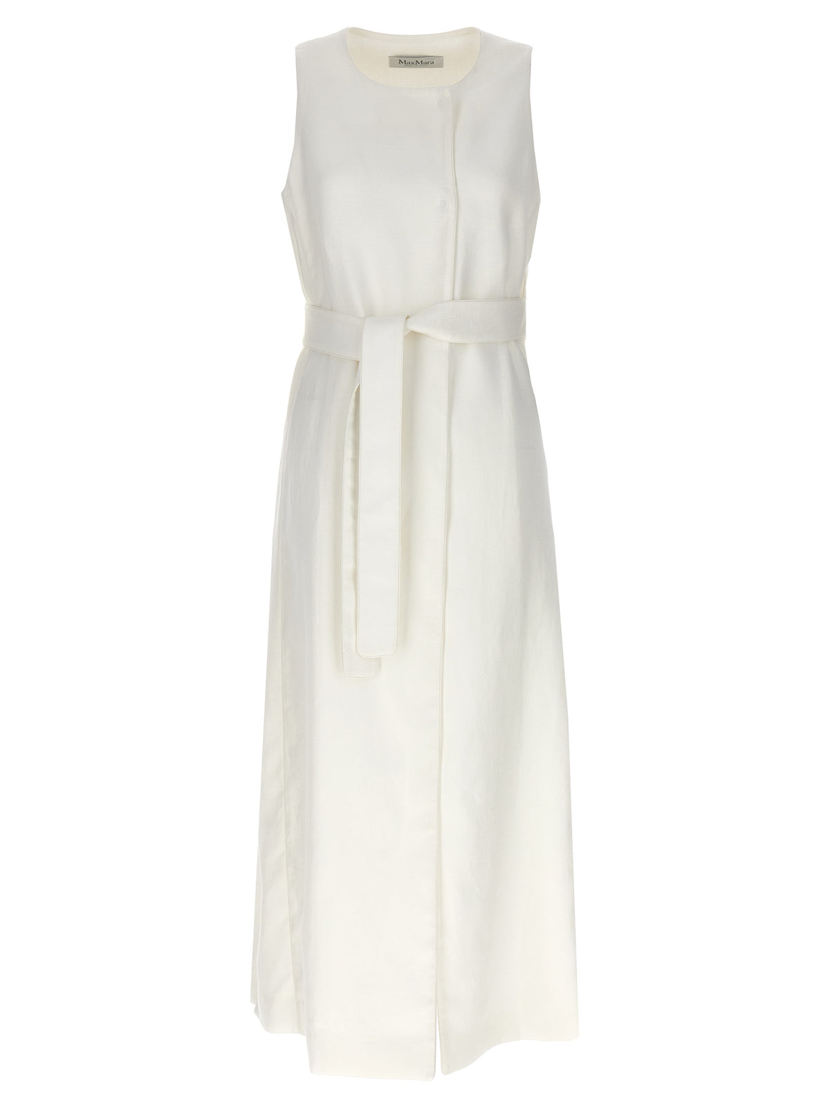 Max Mara Aureo White Flax Sleeveless Jacket