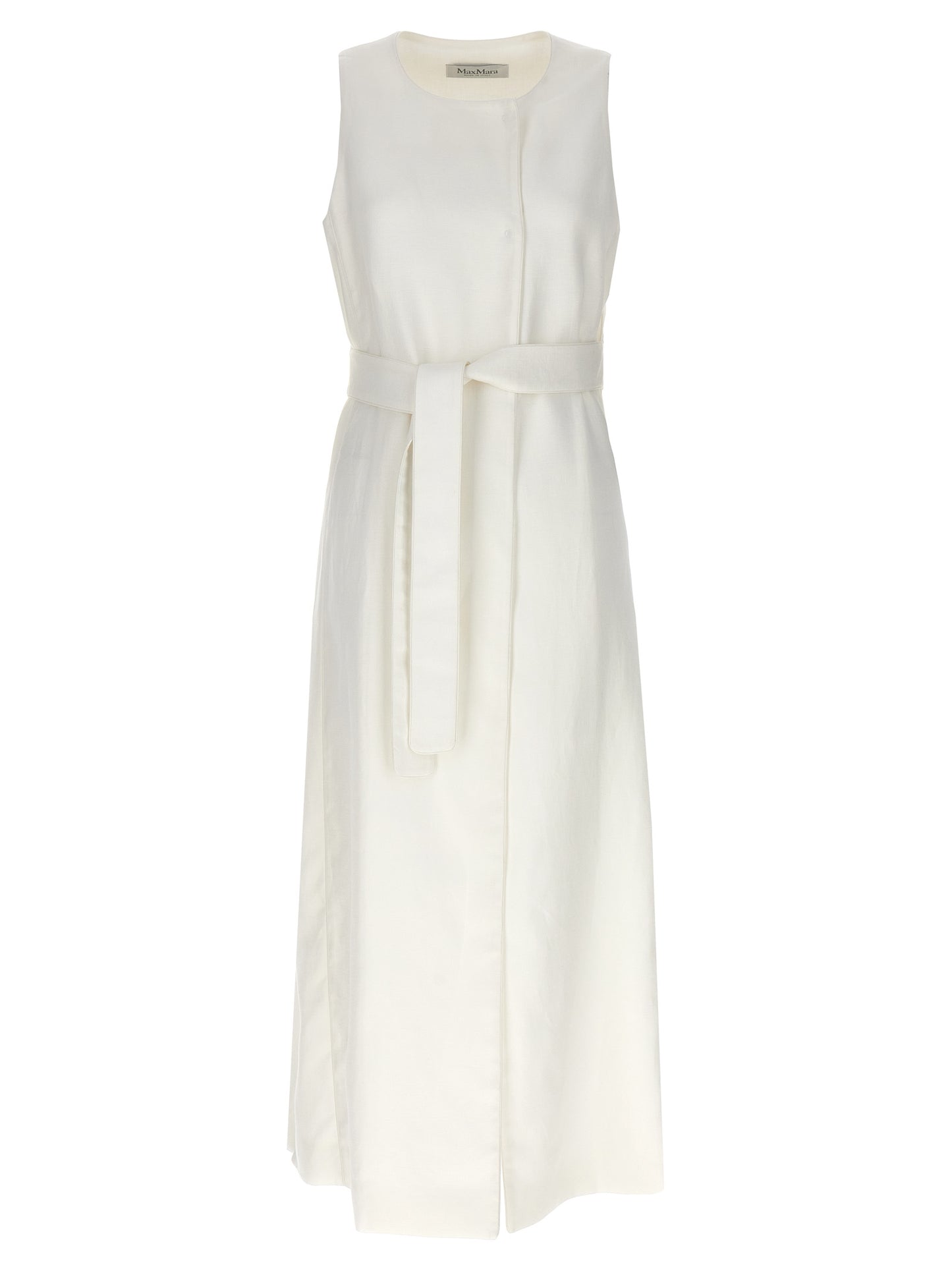 Max Mara White Flax Sleeveless Jacket