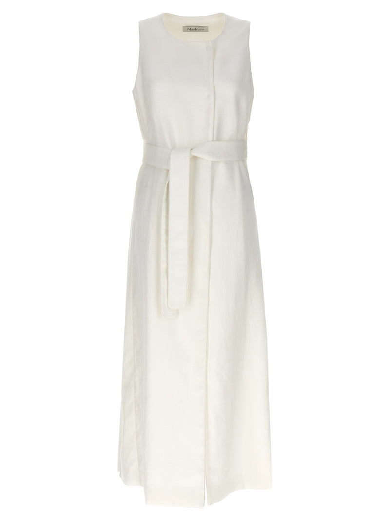 Max Mara Aureo White Flax Sleeveless Jacket