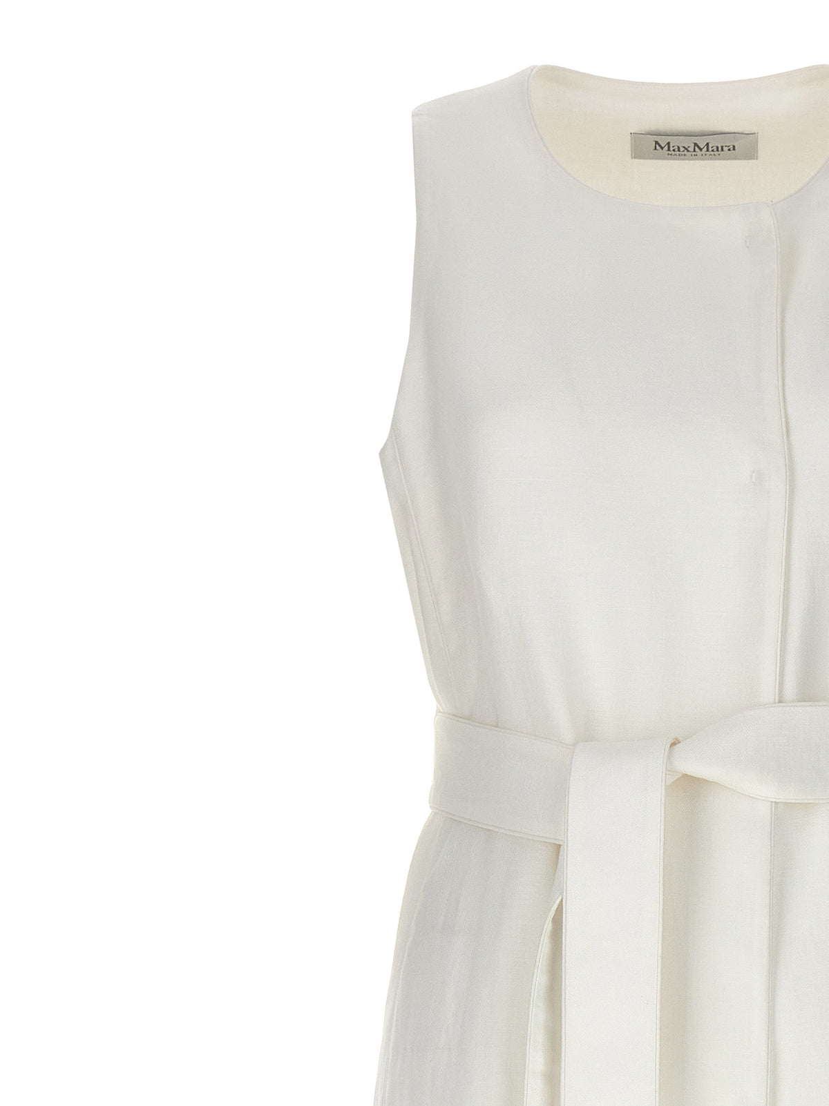Max Mara Aureo White Flax Sleeveless Jacket