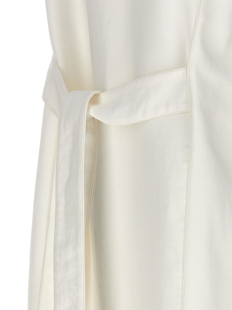 Max Mara Aureo White Flax Sleeveless Jacket