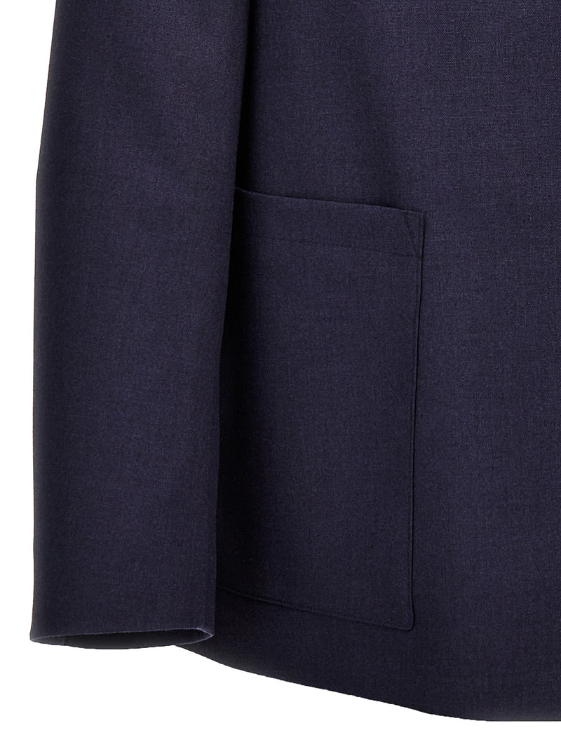 Fendi Blue Virgin Wool Full-Length Jacket