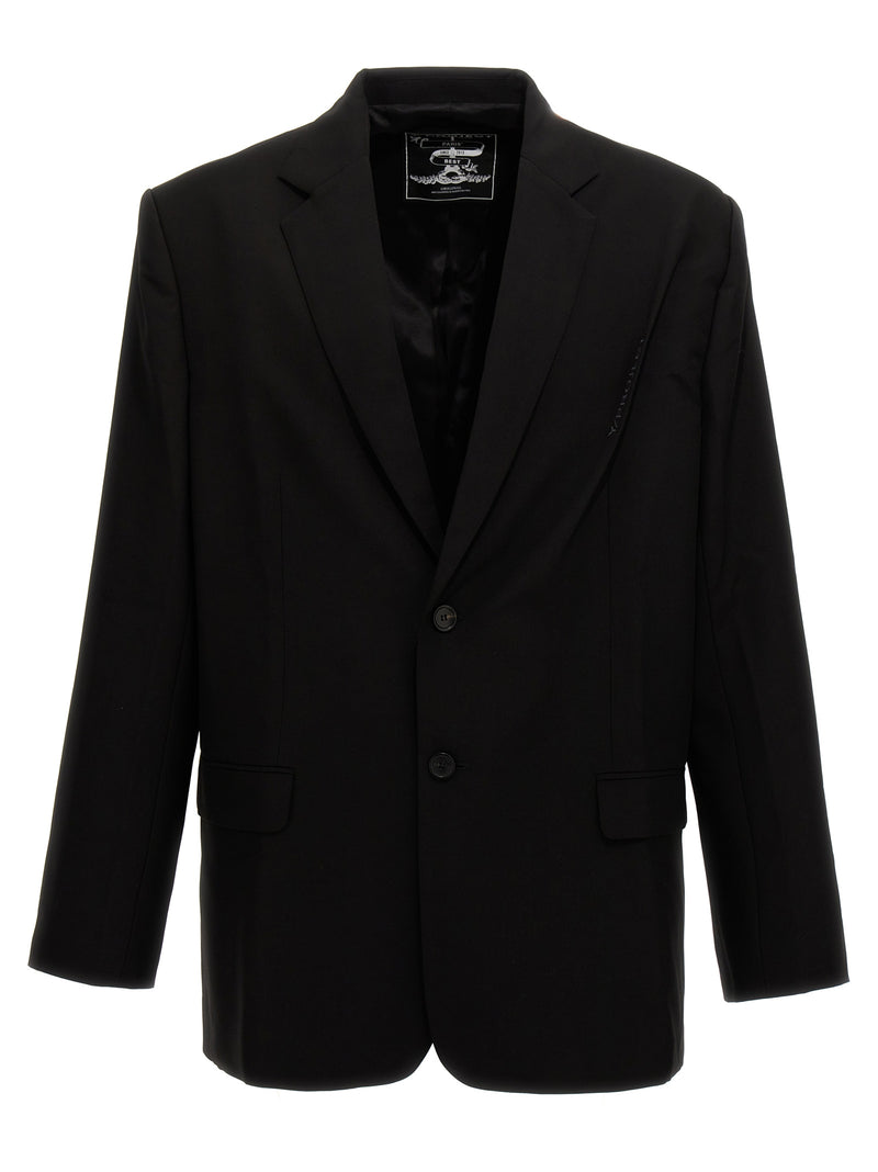 Y/PROJECT Black Virgin Wool Blazer - Pinched Logo Design