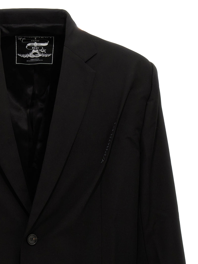 Y/PROJECT Black Virgin Wool Blazer - Pinched Logo Design