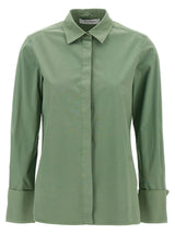Max Mara Francia Bicolor Cotton Blouse in Green