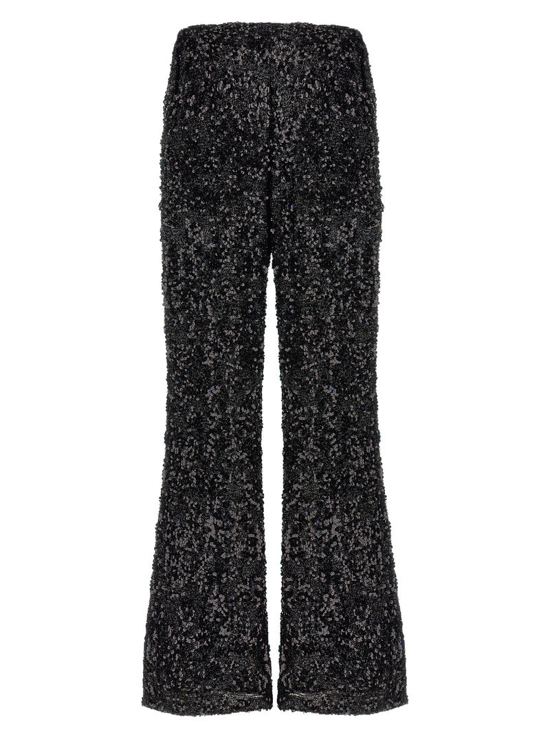 LE TWINS Moni Black Polyester Flared Pants for Women
