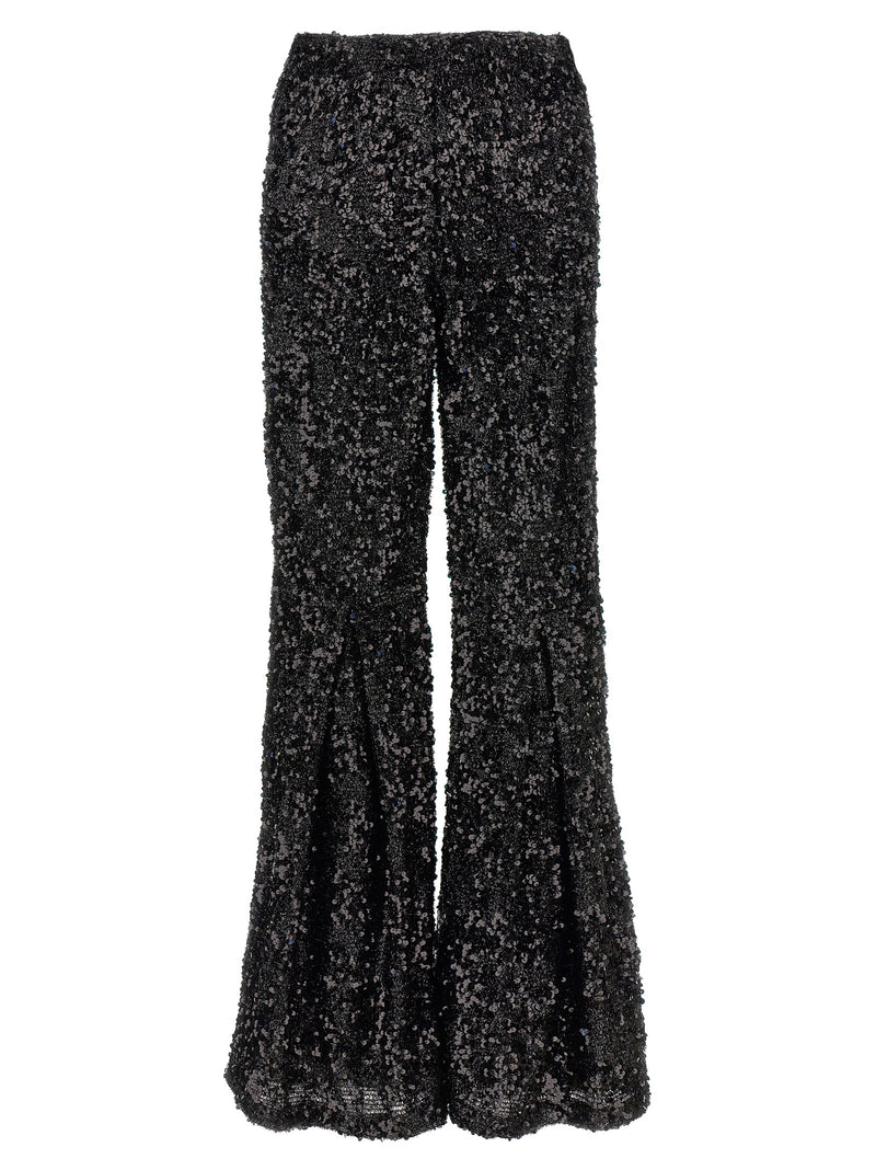 LE TWINS Moni Black Polyester Flared Pants for Women