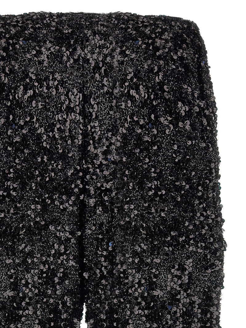 LE TWINS Moni Black Polyester Flared Pants for Women