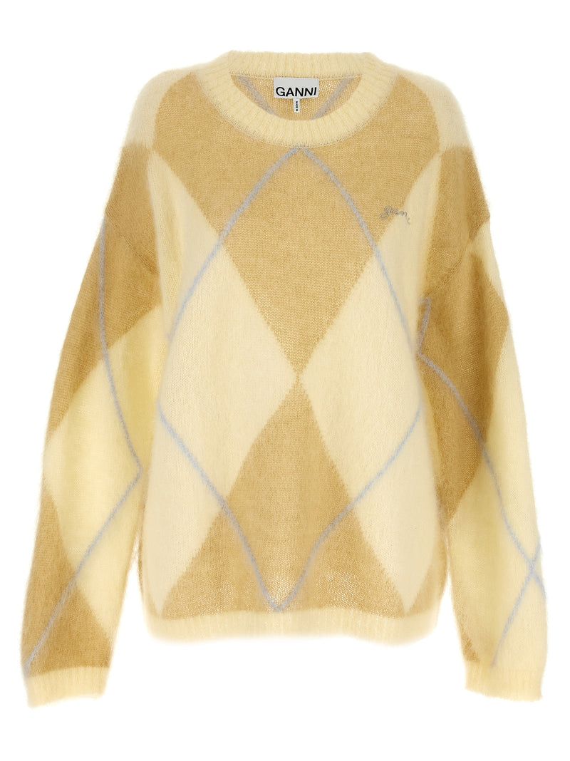 Ganni Bicolor Wool Cardigan - Yellow