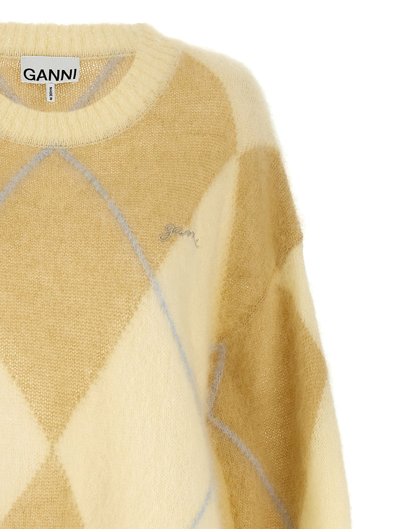 Ganni Bicolor Wool Cardigan - Yellow