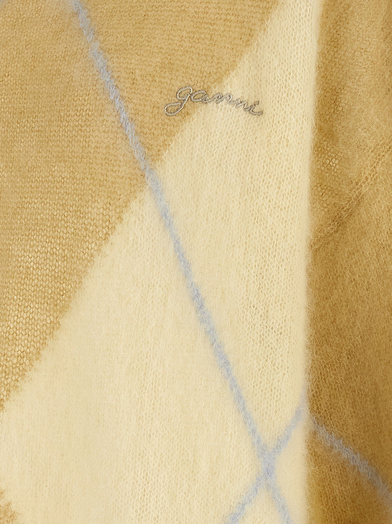 Ganni Bicolor Wool Cardigan - Yellow