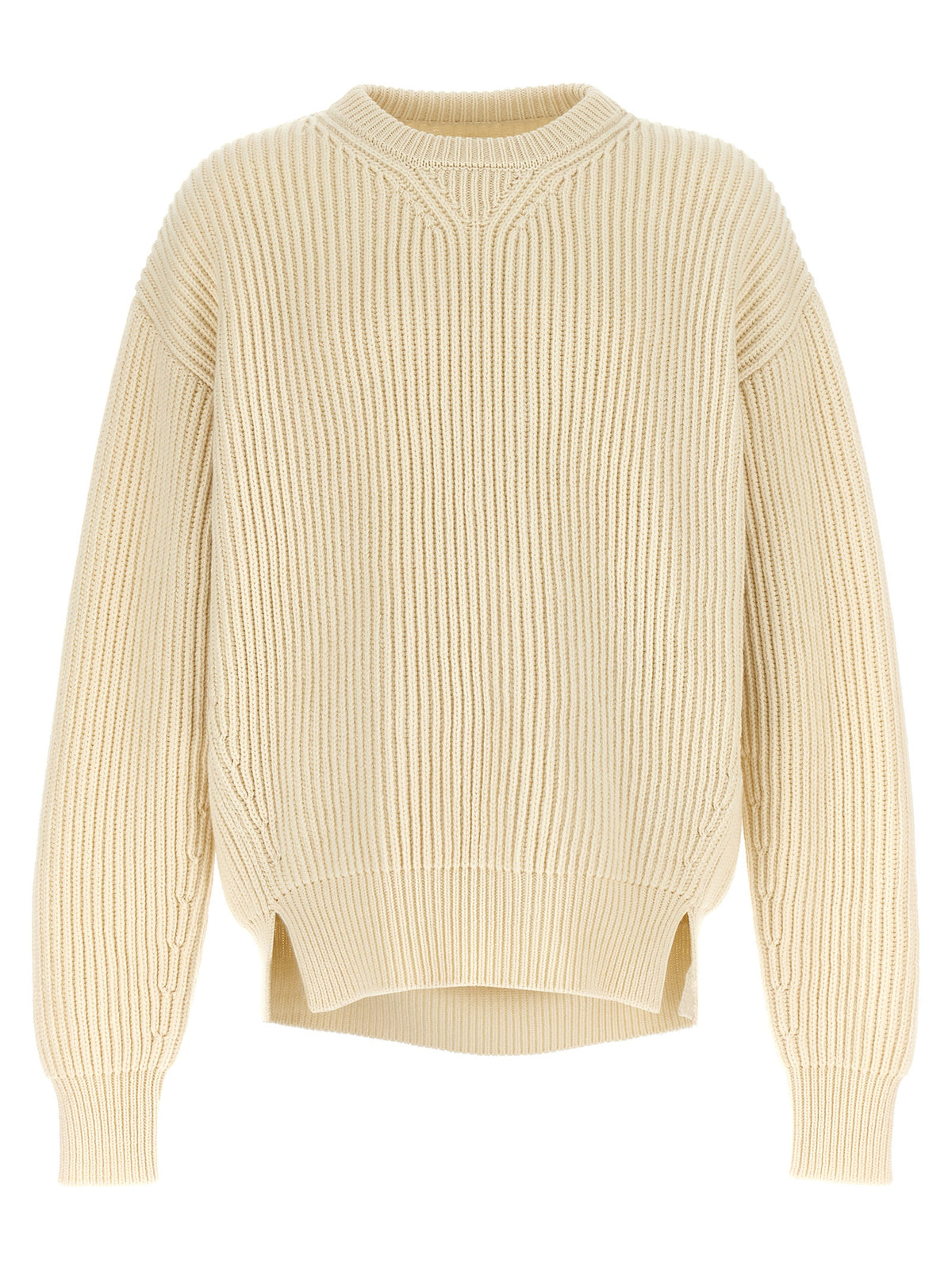 Jil Sander White Wool Cardigan - Chunky English Rib Design