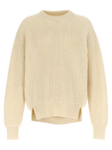 Jil Sander White Wool Cardigan - Chunky English Rib Design