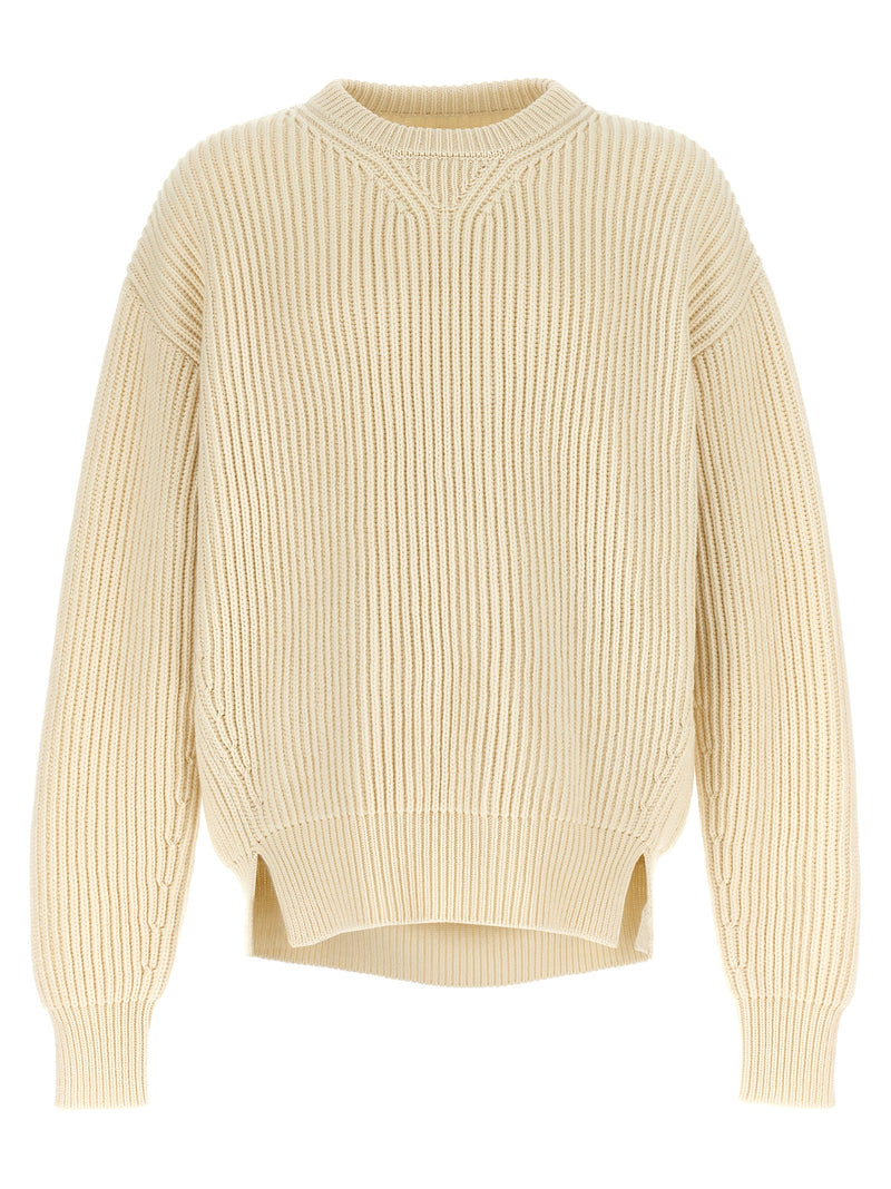 Jil Sander White Wool Cardigan - Chunky English Rib Design