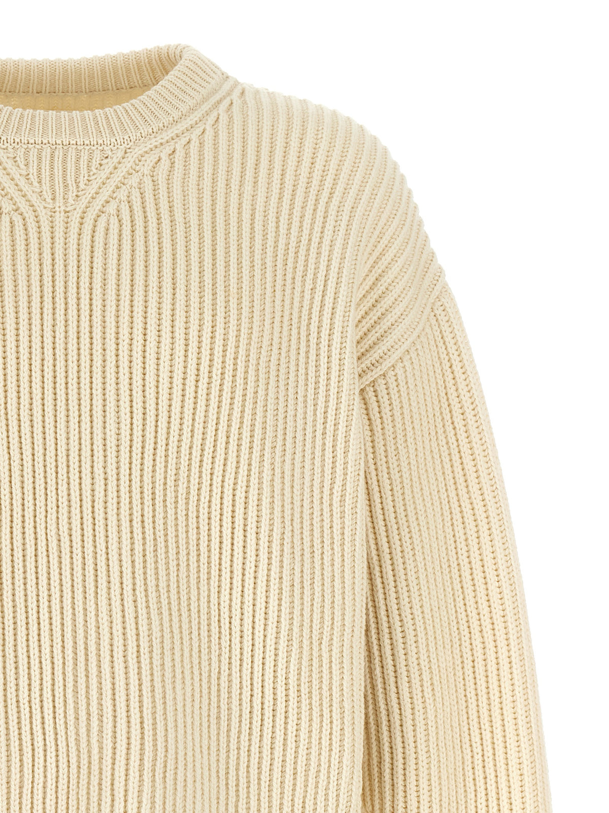 Jil Sander White Wool Cardigan - Chunky English Rib Design