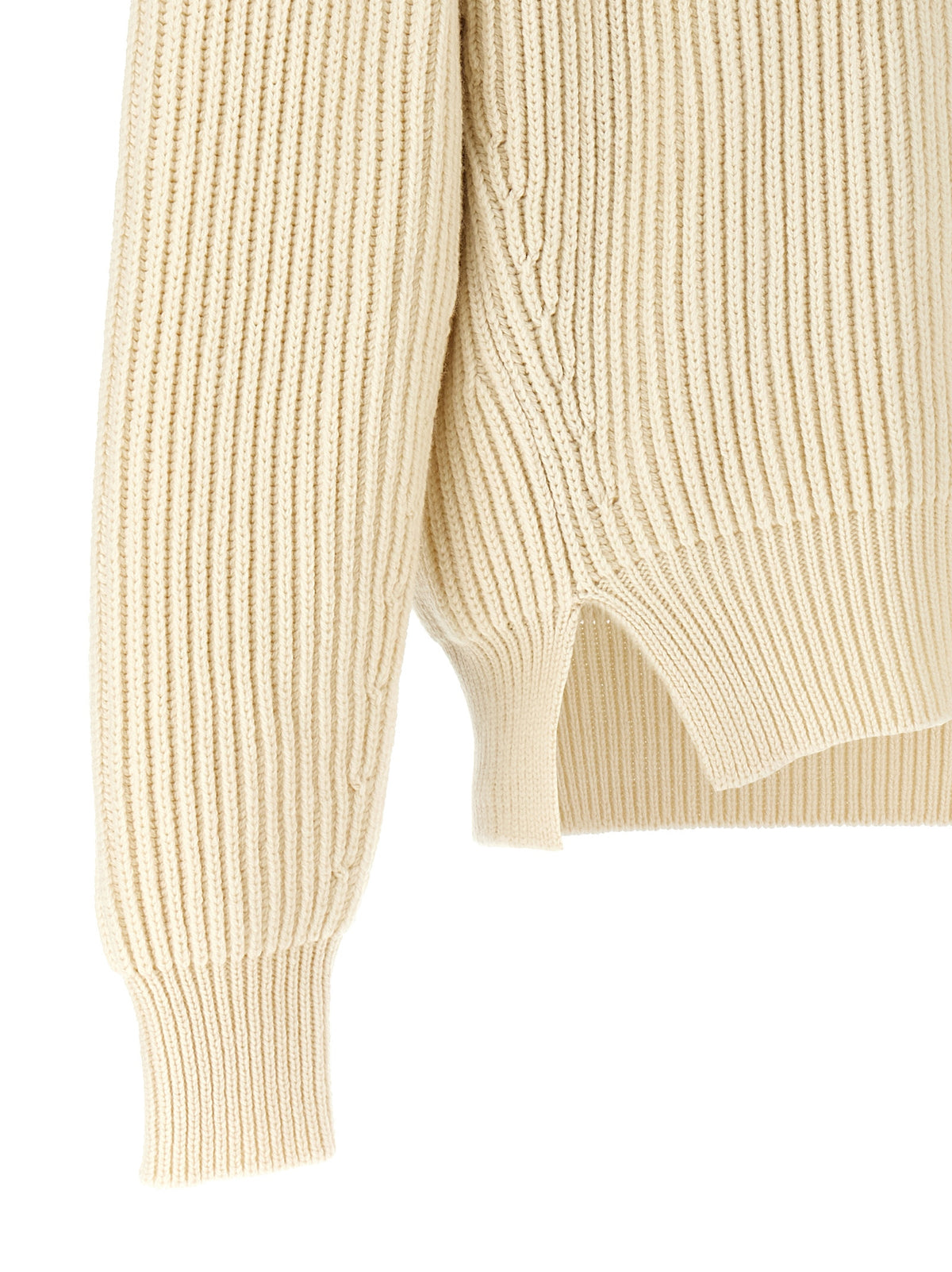 Jil Sander White Wool Cardigan - Chunky English Rib Design