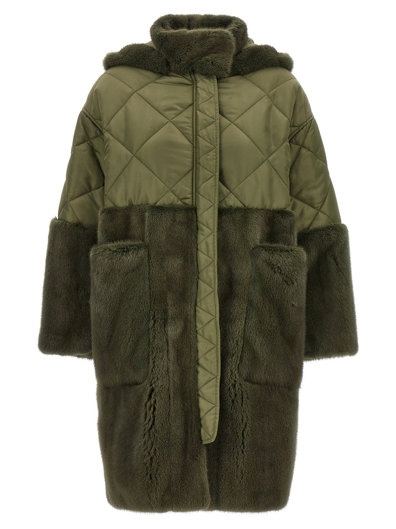 BLANCHA Bicolor Polyester Coat - Elegant Winter Outerwear