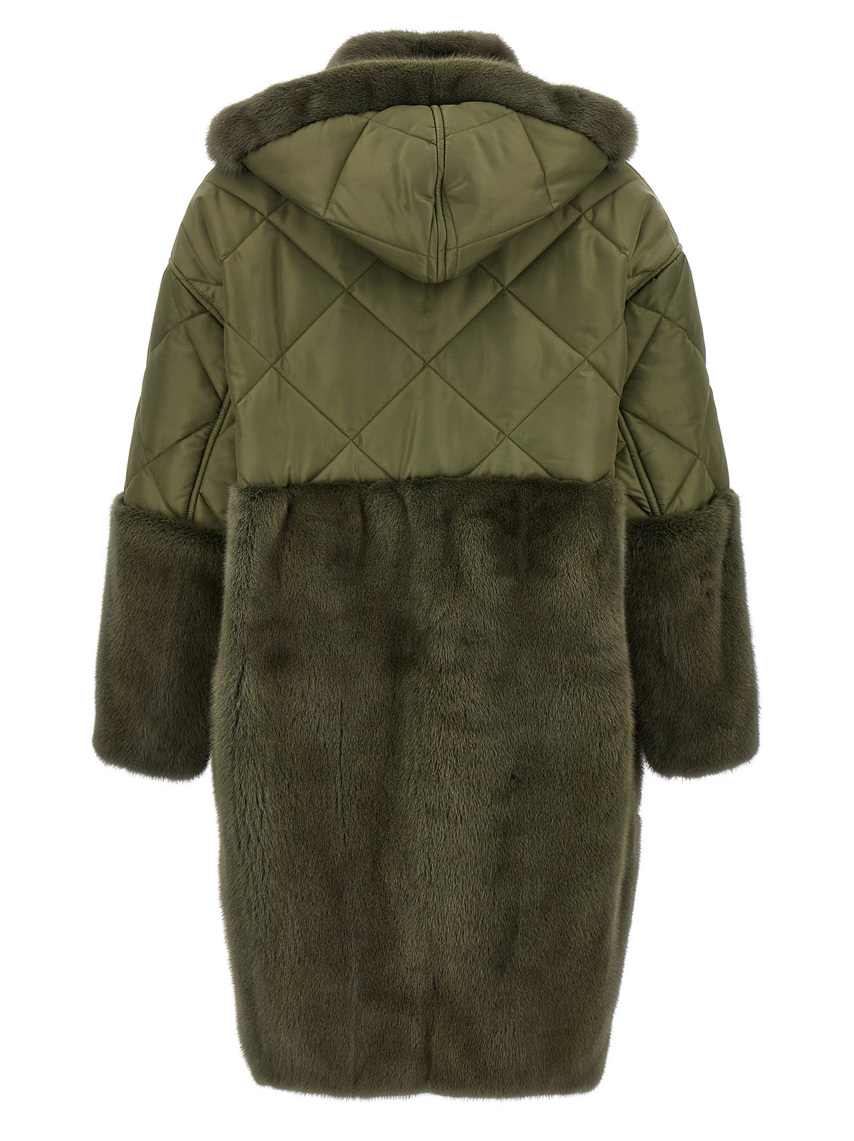BLANCHA Bicolor Polyester Coat with Mink Inserts