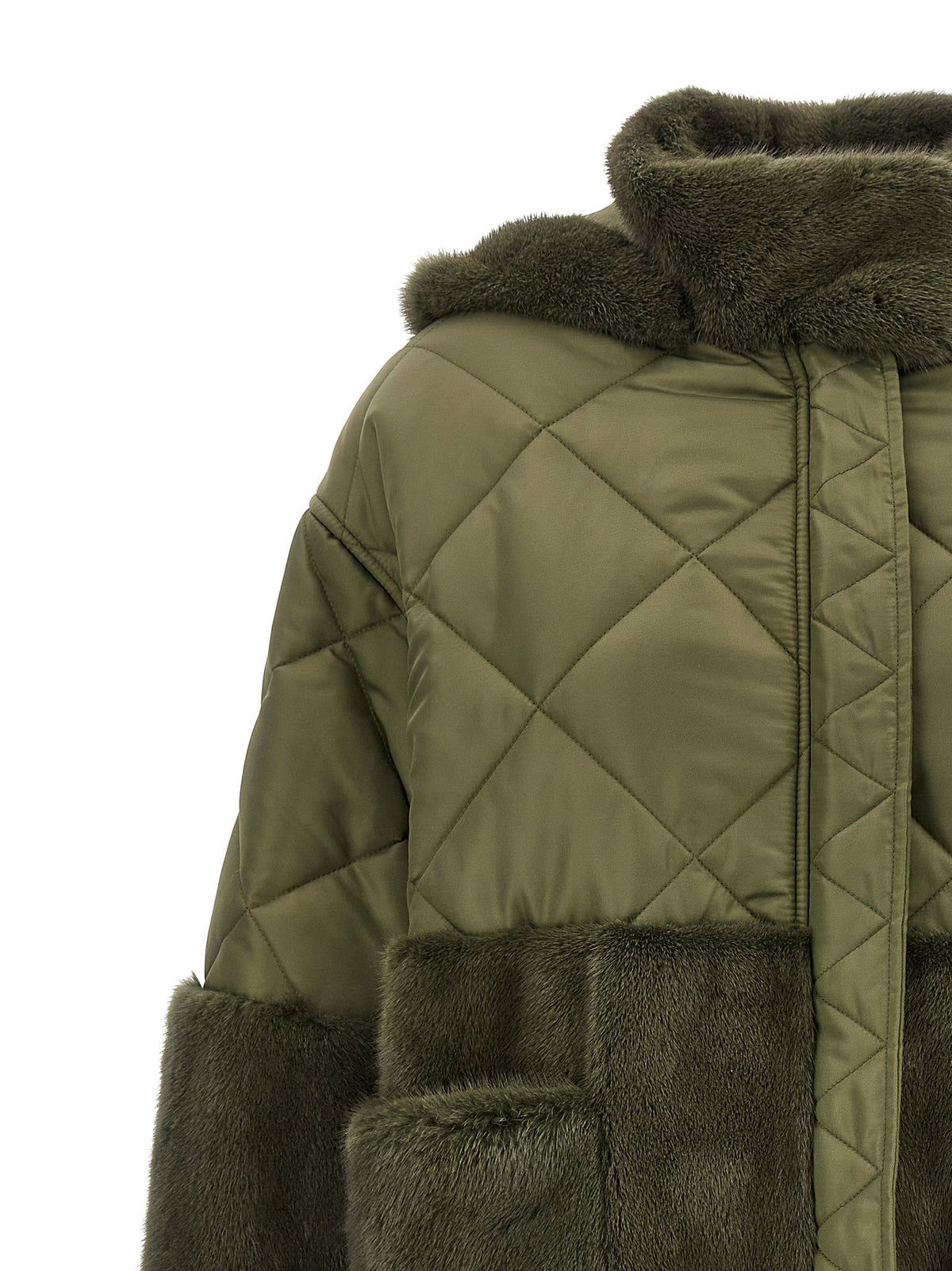 BLANCHA Bicolor Polyester Coat with Mink Inserts