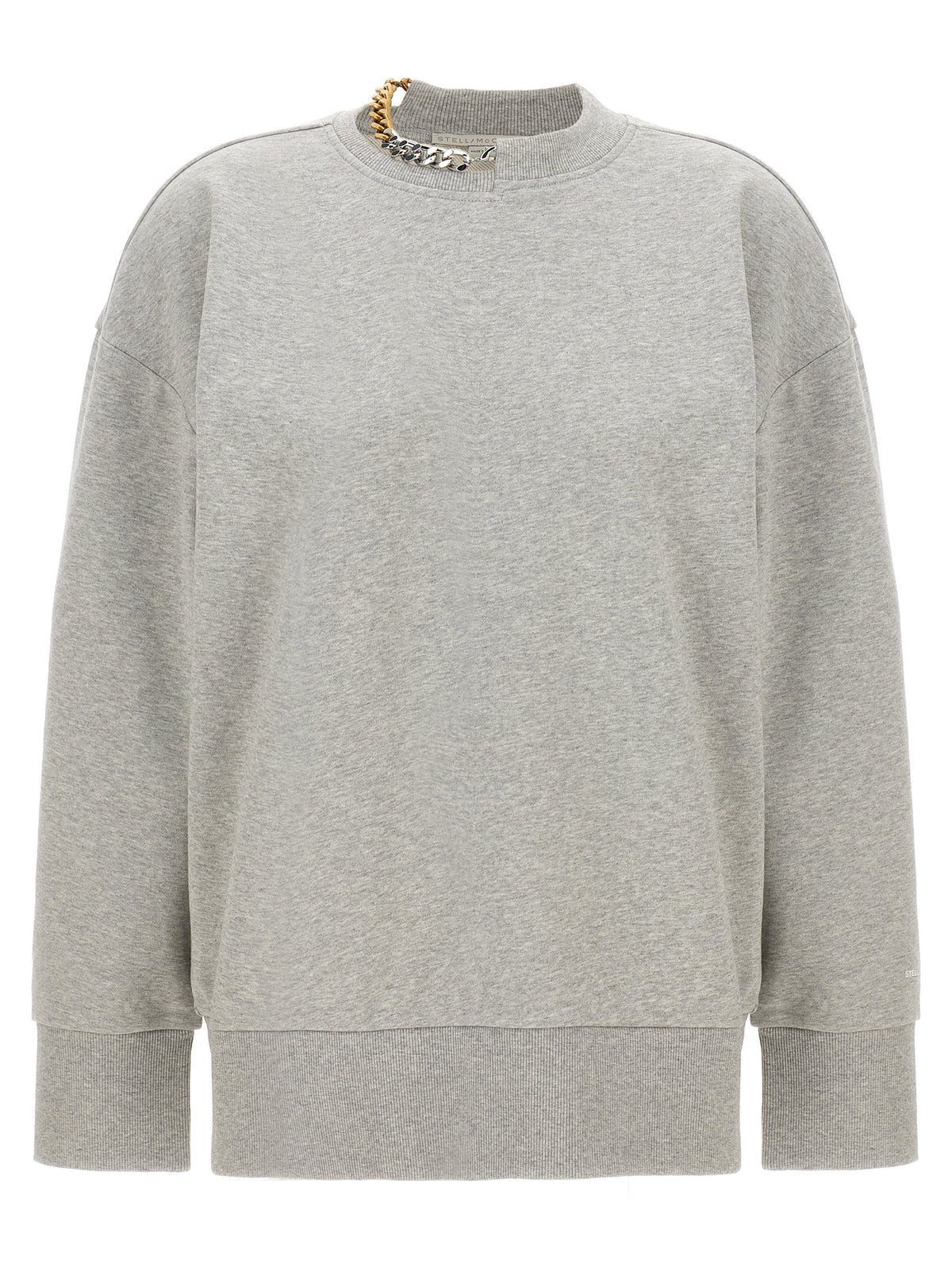 Stella McCartney Gray Cotton Sweatshirt with Chain Detail