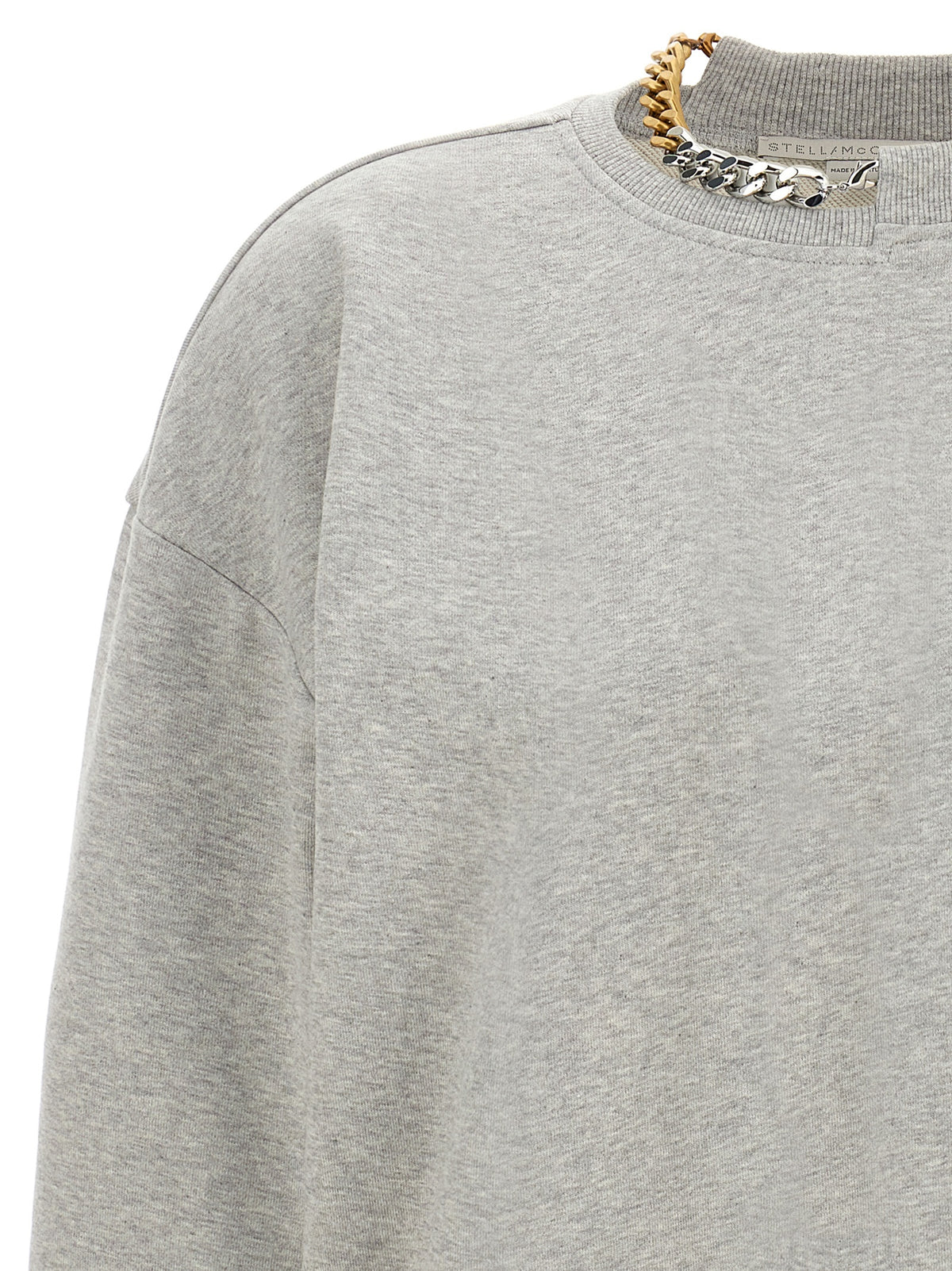 Stella McCartney Gray Cotton Sweatshirt with Chain Detail