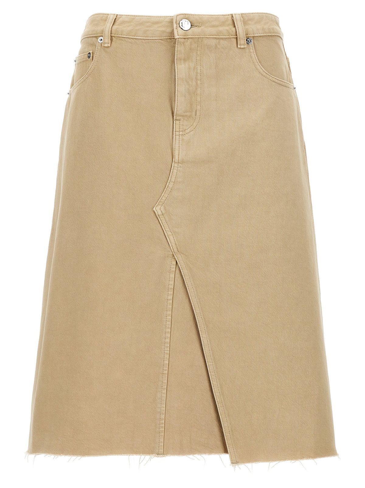 Tory Burch Beige Cotton Midi Skirt - Deconstructed Style