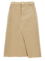 Tory Burch Beige Cotton Midi Skirt - Deconstructed Style