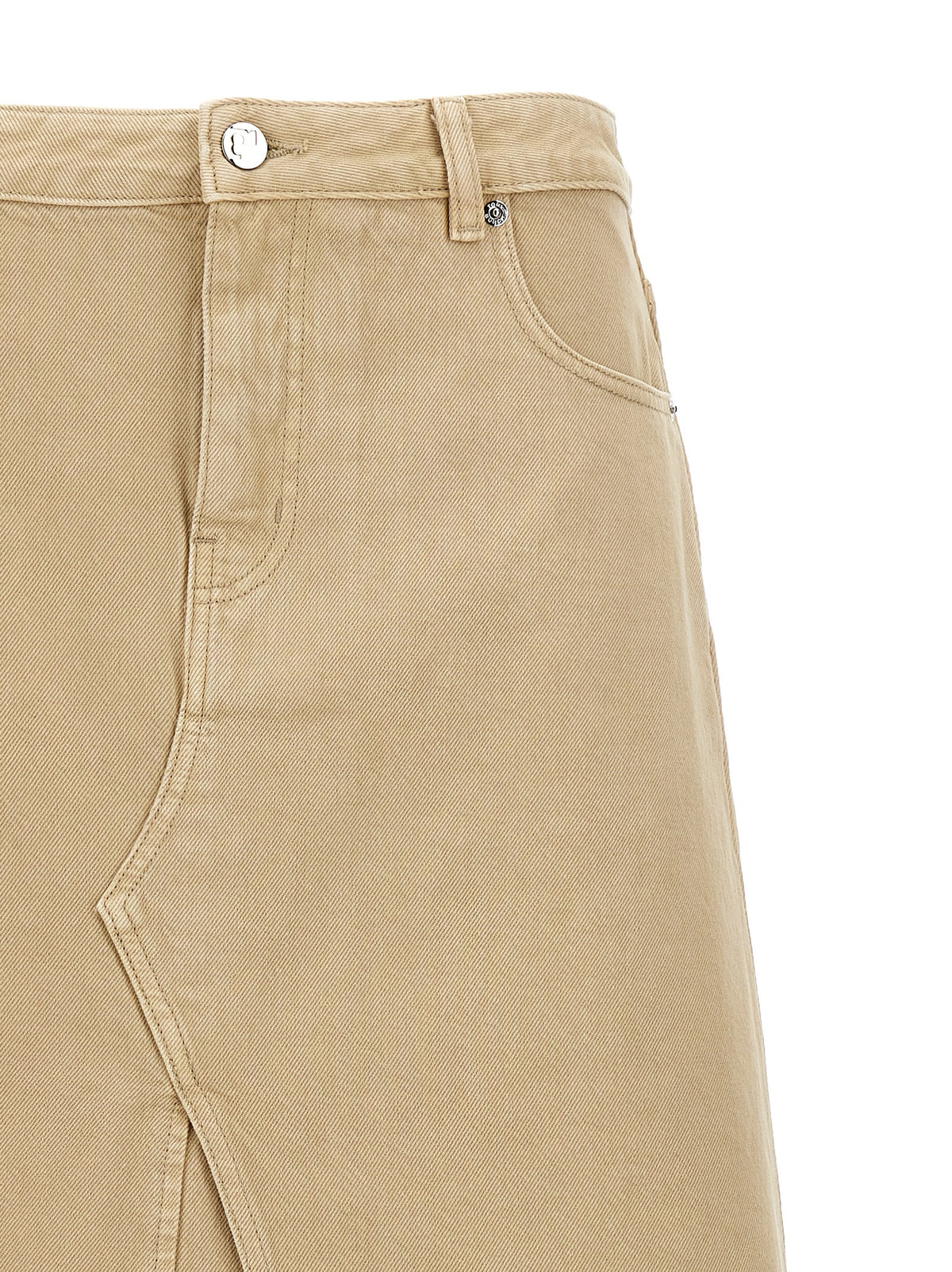 Tory Burch Beige Cotton Midi Skirt - Deconstructed Style